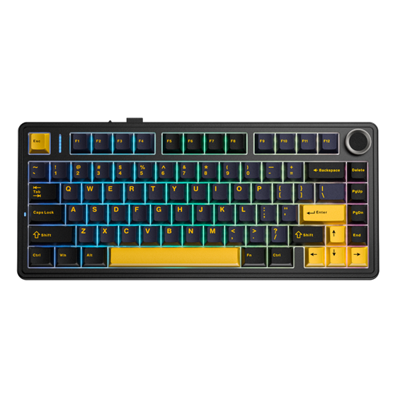 AULA F75 (THUNDER BLACK) 3IN1 WIRELESS [GRAYWOOD V3 SWITCH] WIRELESS KEYBOARD (EN/TH)