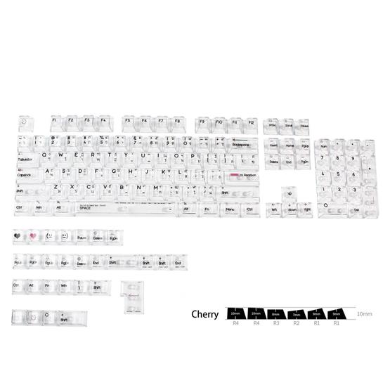 ปุ่มคีย์บอร์ด Crystal Cherry Profile 132 keys ใส keycap set / White / ไทย